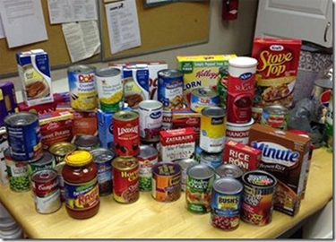 Collected food for Thanksgiving donations
