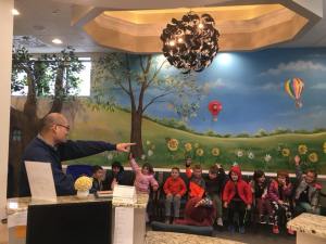 Dr. Kwon speaking to the kids at the Indian Valley YMCA during Dental Health month